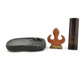 GROUP (3)CHINESE INKSTONE, PAP