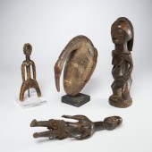 GROUP (4) AFRICAN CARVED WOOD