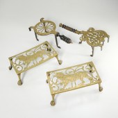 GROUP (4) ANTIQUE BRASS TRIVET