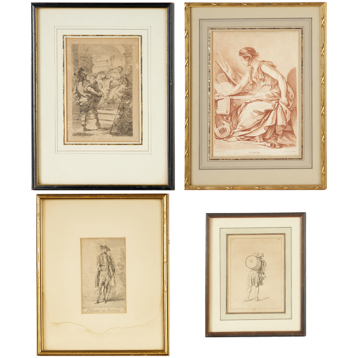 GROUP (4) ANTIQUE ENGRAVINGS,