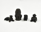 GROUP (4) CHINESE BRONZE FOO-D