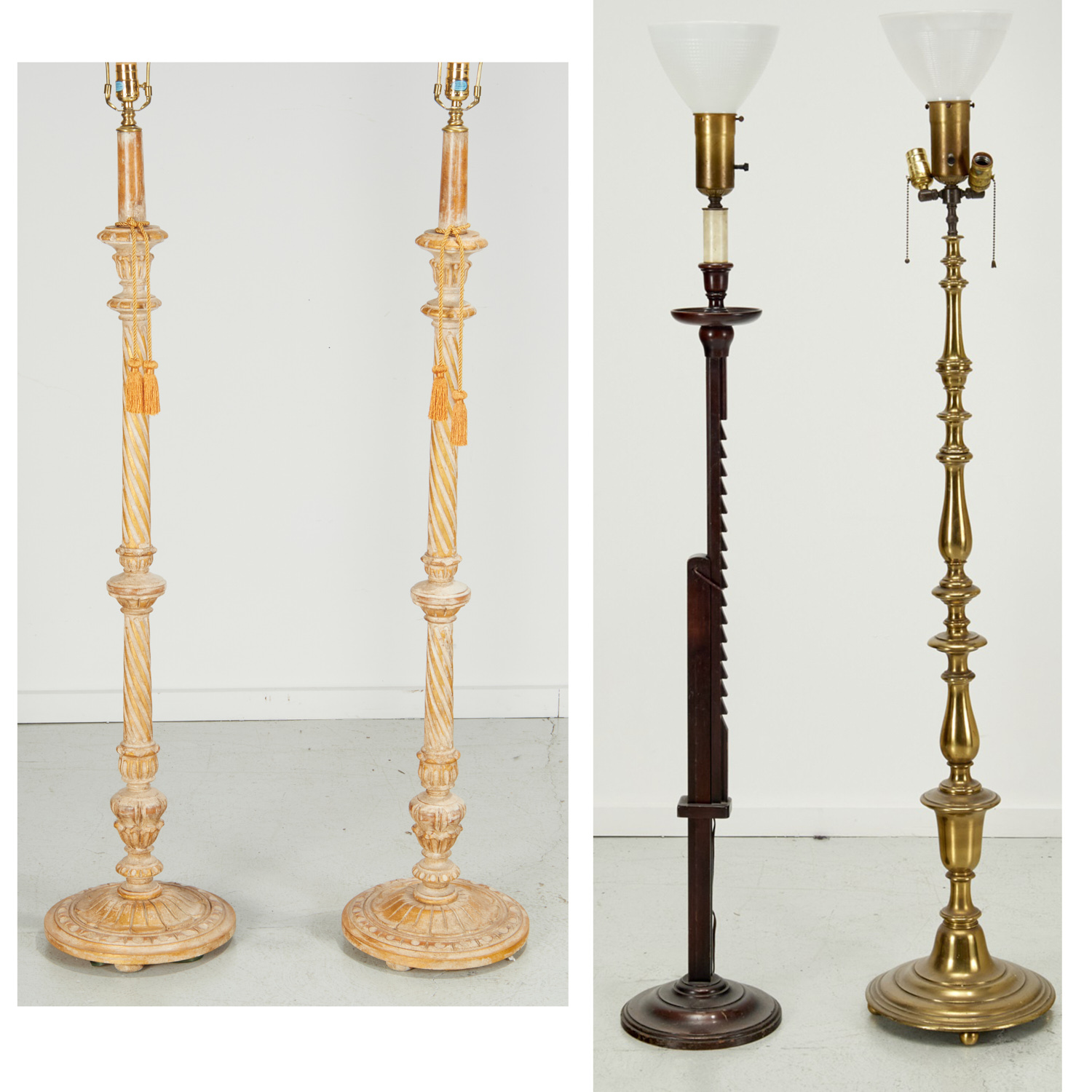GROUP (4) DECORATOR FLOOR LAMPS