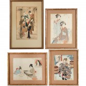 GROUP (4) JAPANESE WOODBLOCK P