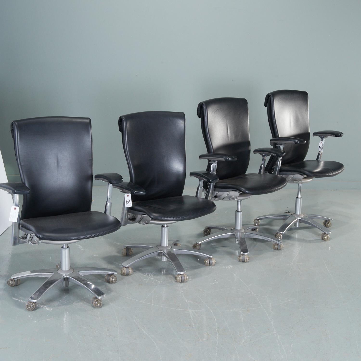 GROUP (4) KNOLL 'LIFE' LEATHER
