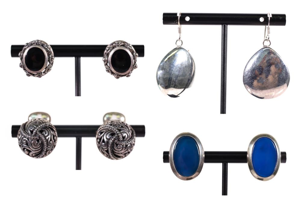 GROUP, 4 PAIRS OF STERLING SILVER