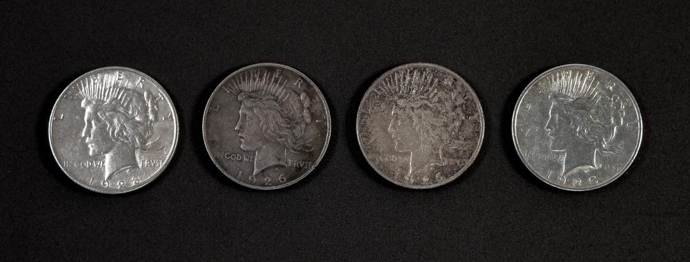 GROUP, 4 PEACE DOLLARSGrouping of 4