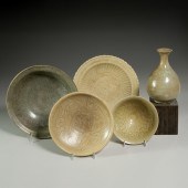 GROUP (5) ANTIQUE ASIAN CELADO