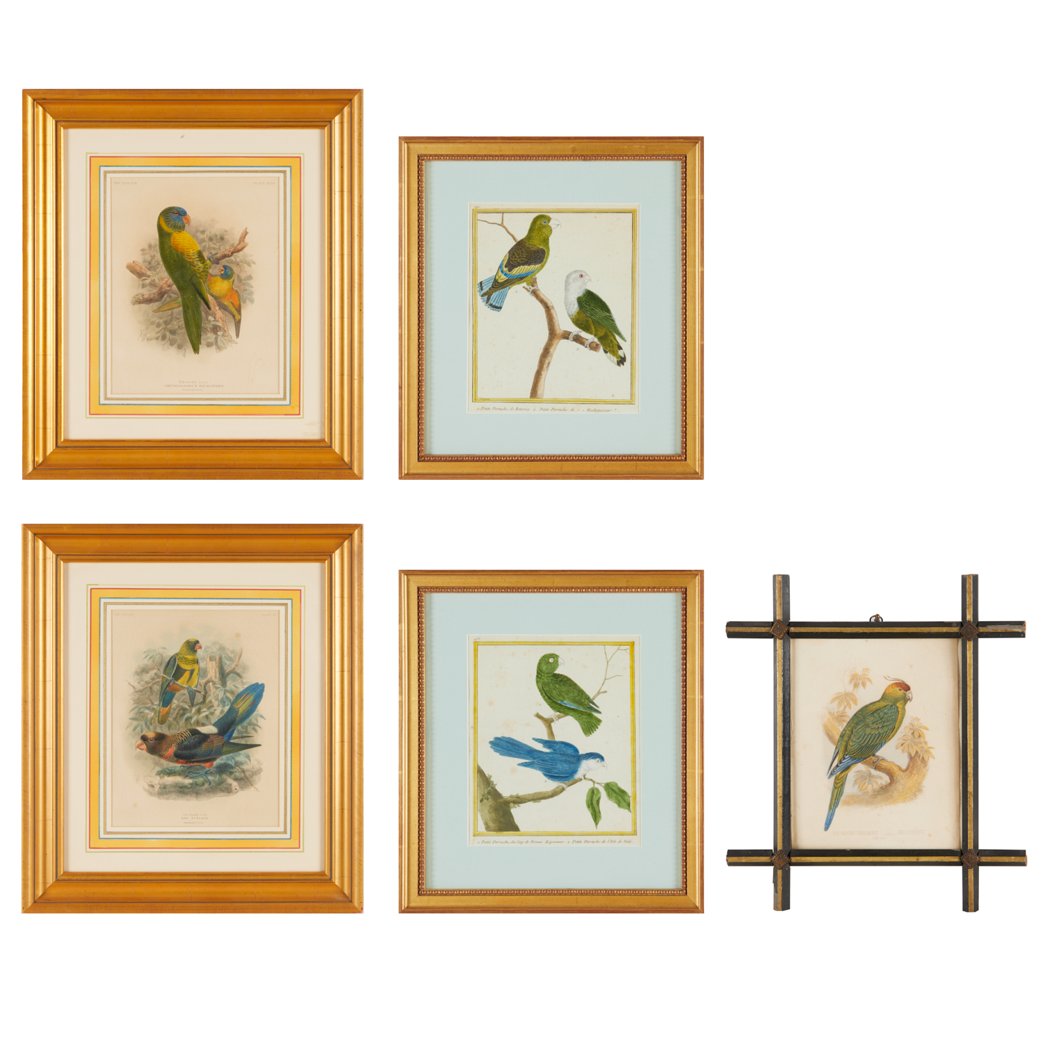 GROUP (5) ANTIQUE HAND-COLORED