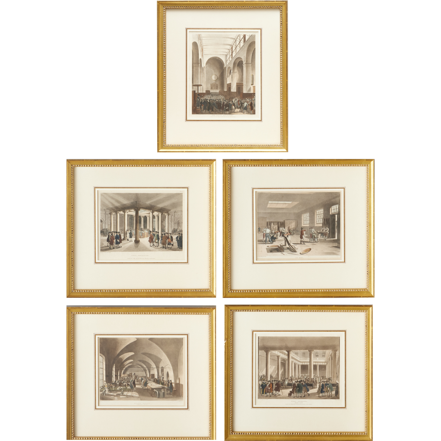 GROUP (5) AQUATINT ENGRAVINGS, EX