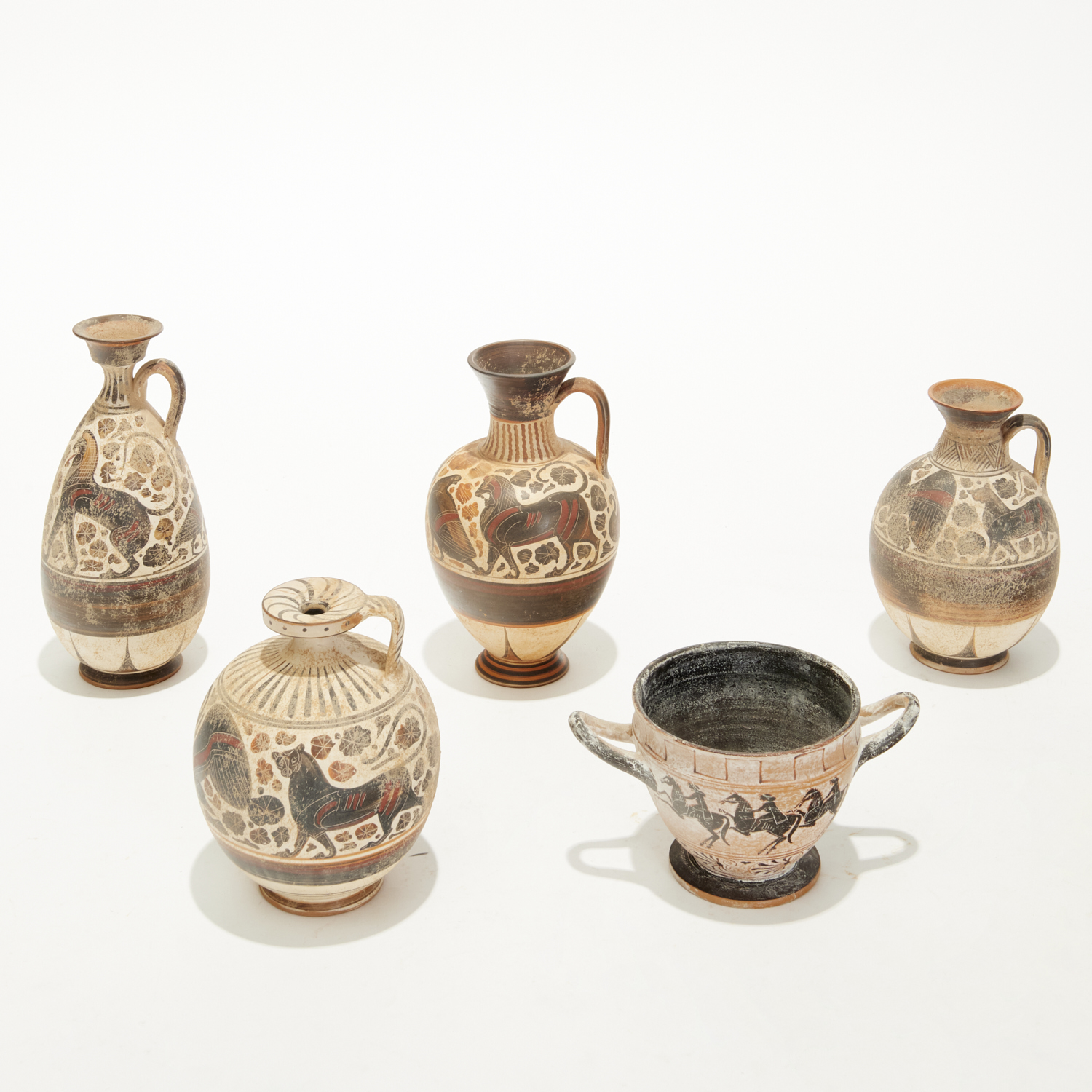GROUP (5) GREEK ATTIC STYLE VESSELS