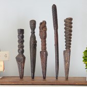 GROUP (5) NEPALESE CARVED WOOD