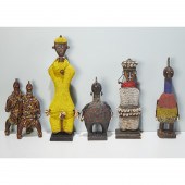 GROUP (6) AFRICAN BEADED CARVE