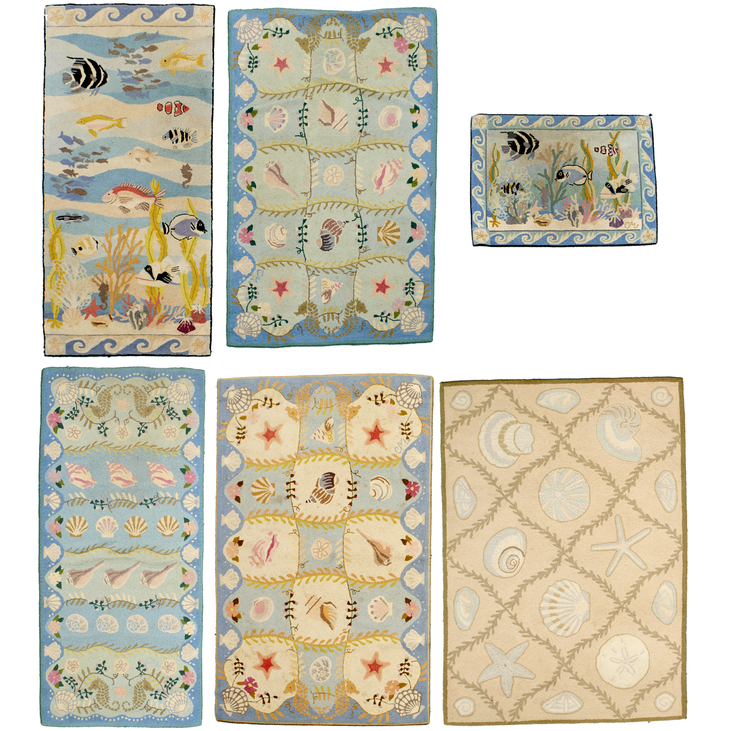 GROUP (6) CLAIRE MURRAY HOOKED RUGS