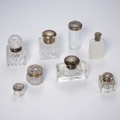 GROUP (8) ANTIQUE INKWELLS, PO