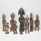 GROUP (9) AFRICAN CARVED WOOD