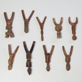 GROUP (9) AFRICAN CARVED WOOD