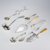 GROUP (9) SILVER SERVING UTENS
