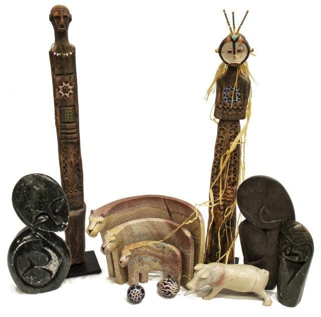 GROUP AFRICAN CARVED STONE &