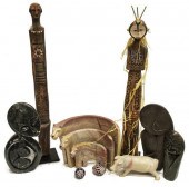 GROUP AFRICAN CARVED STONE & F