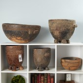 GROUP AFRICAN CARVED WOOD BOWL