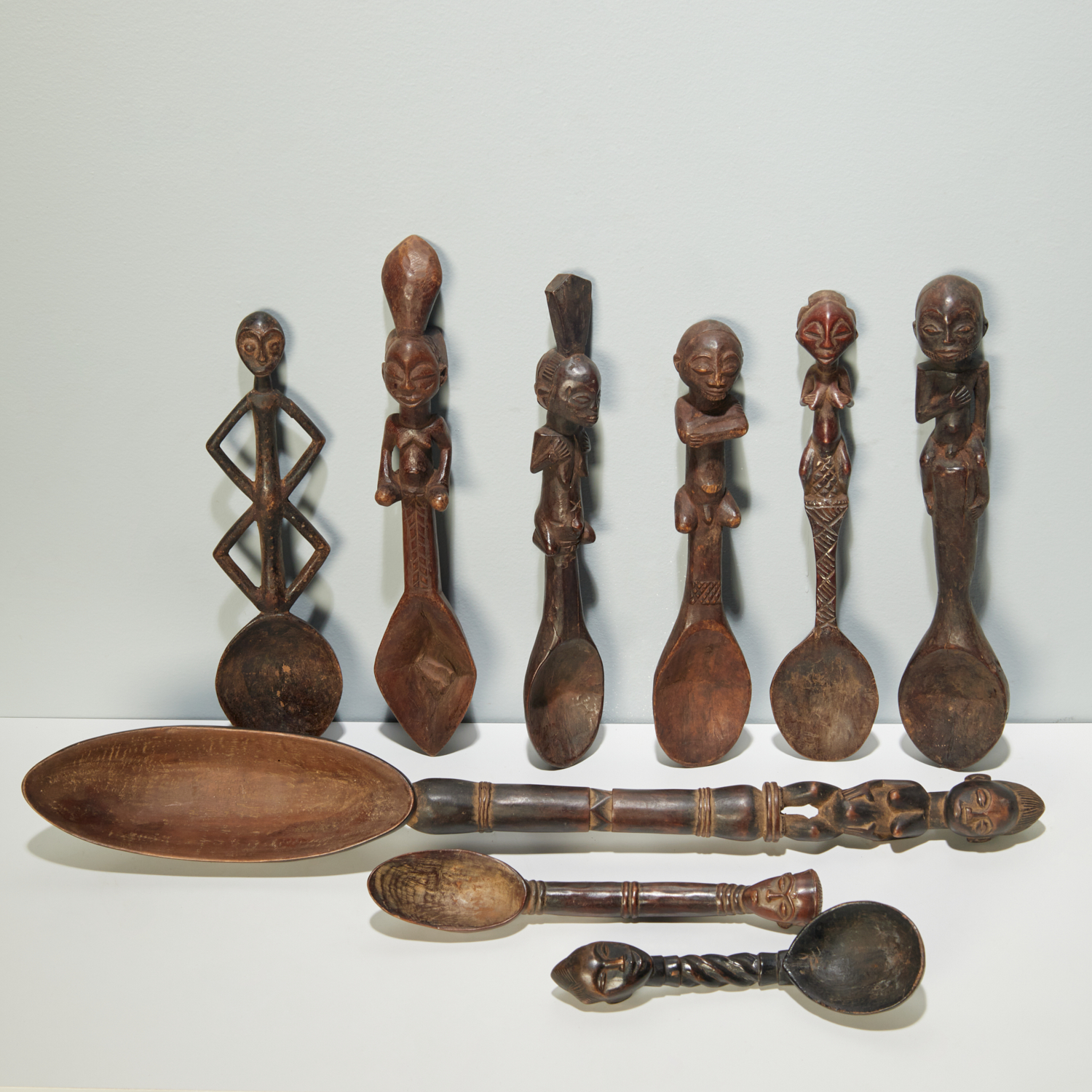 GROUP AFRICAN CARVED WOOD SPOONS,