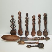 GROUP AFRICAN CARVED WOOD SPOO