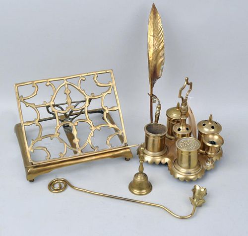GROUP ANTIQUE BRASS DESK