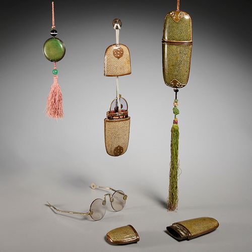 GROUP ANTIQUE SHAGREEN CASES