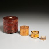 GROUP ANTIQUE TREEN NESTING AN