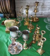 GROUP ASSORTED BRASS CANDLE HO