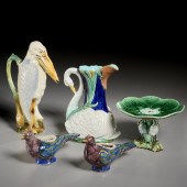 GROUP BIRD-THEMED MAJOLICA, IN