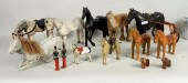 GROUP CARVED WOOD HORSES & SOL