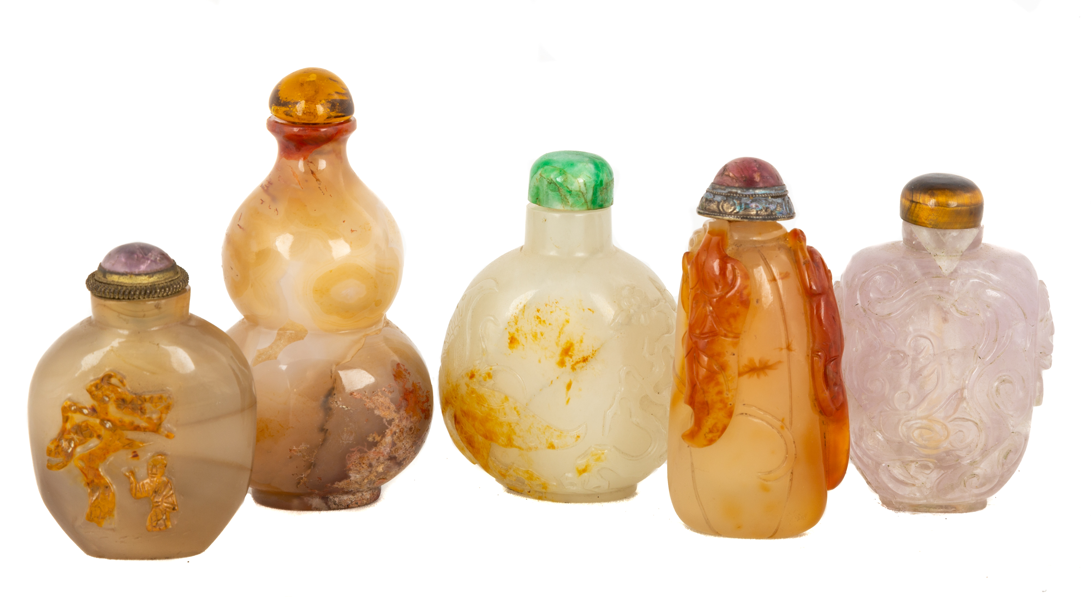 GROUP CHINESE CARVED JADE AND
