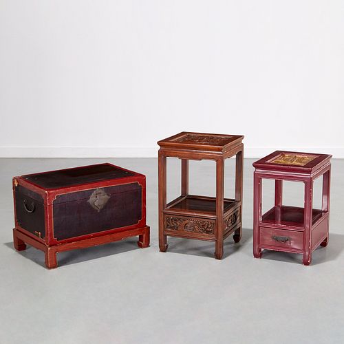GROUP CHINESE STYLE SIDE TABLES AND