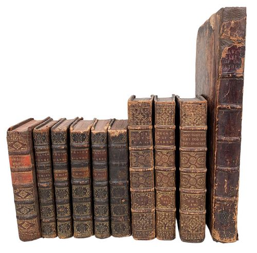 GROUP EARLY LEATHER BOUND BOOKS,