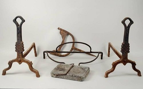 GROUP FIREPLACE ANDIRONS/IRON