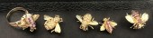 GROUP, FIVE 14K GOLD & DIAMOND