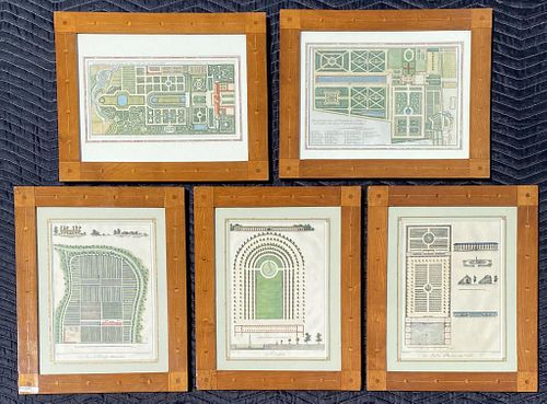 GROUP FIVE FRAMED FRENCH GARDEN