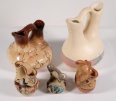 GROUP, FIVE HAND MADE POTTERY
