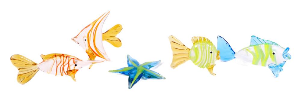 GROUP, FIVE HANDCRAFTED ART GLASS