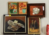 GROUP FIVE SMALL OIL PAINTINGS