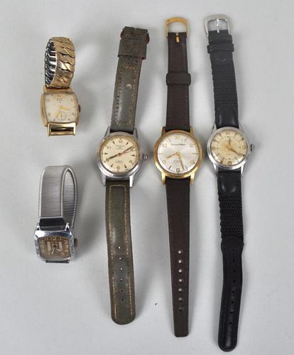GROUP FIVE VINTAGE MEN'S WATCHESa