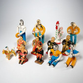 GROUP FOLK ART CLAY FIGURES AN