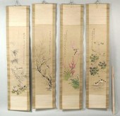 GROUP FOUR ASIAN SCROLLS DEPIC