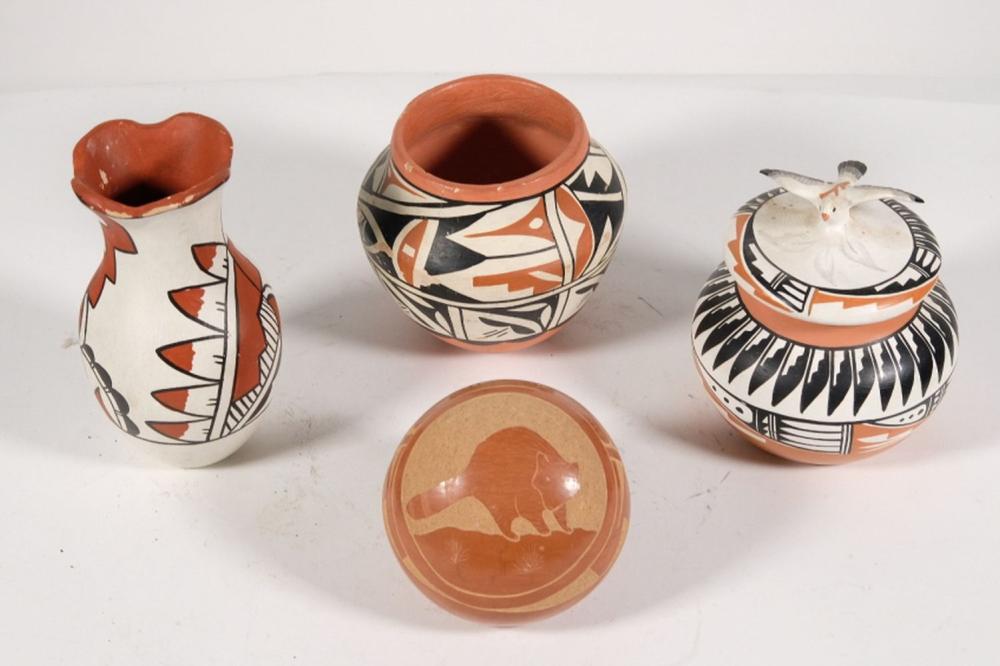 GROUP, FOUR JEMEZ PUEBLO POTTERY
