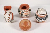 GROUP, FOUR JEMEZ PUEBLO POTTE