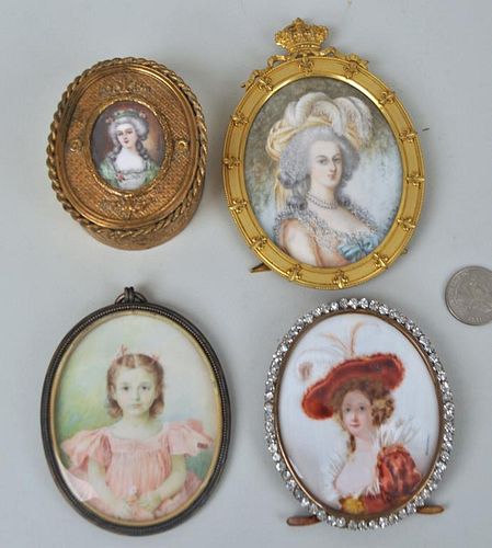 GROUP FOUR PORTRAIT MINIATURES,