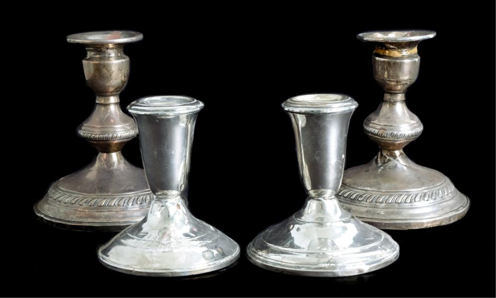 GROUP, FOUR STERLING CANDLE