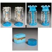 GROUP FRENCH BLUE OPALINE GLAS