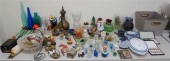 GROUP GLASS FIGURINES, POTTERY